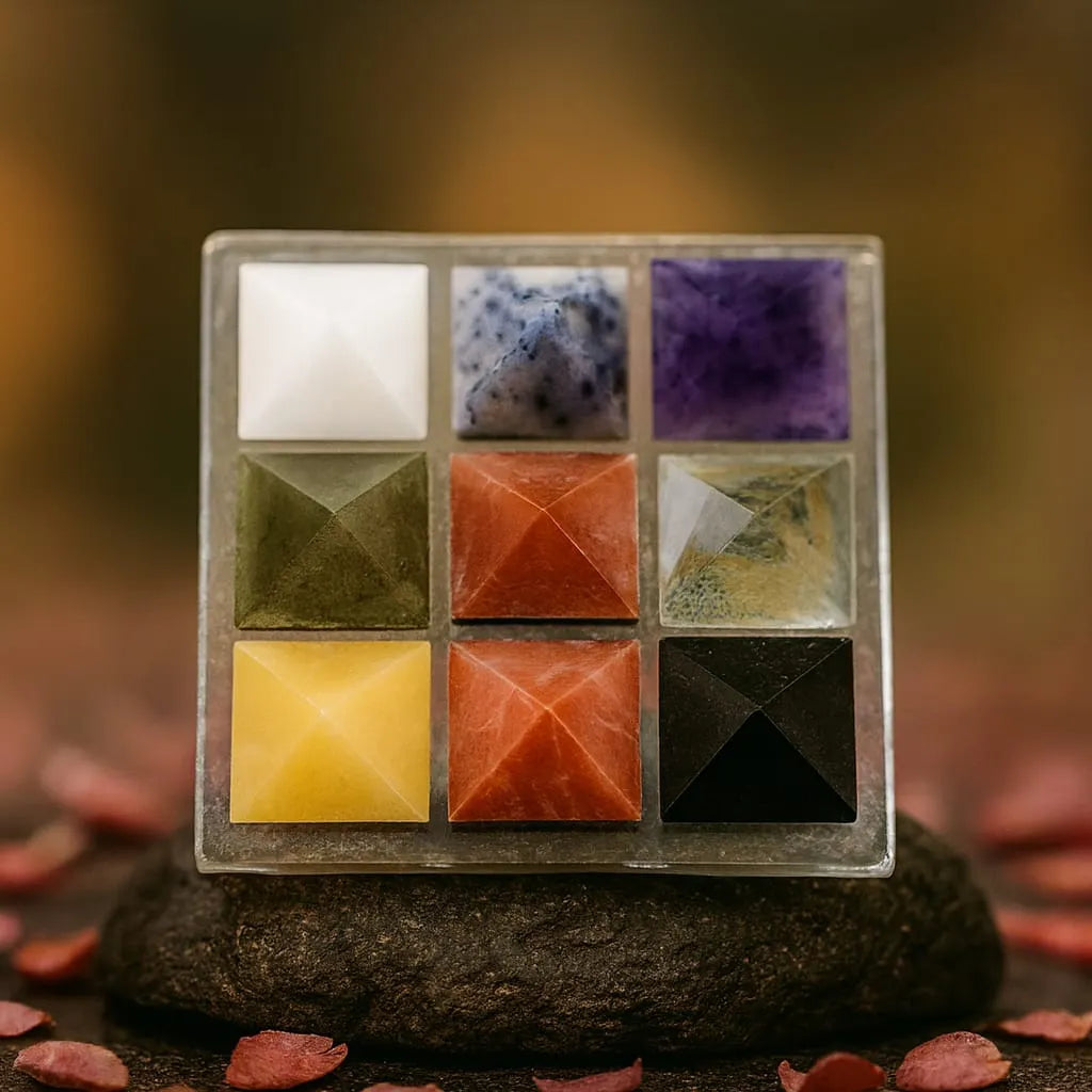 9 Chakra Stone Pyramid Plate