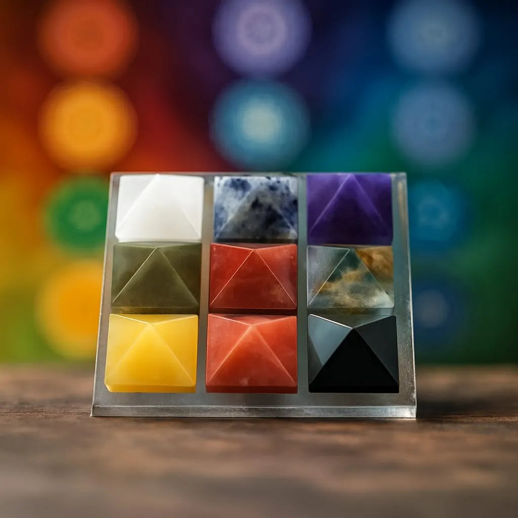 9 Chakra Stone Pyramid Plate