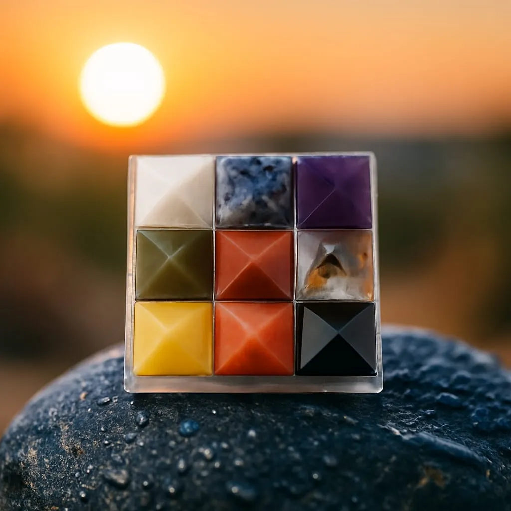 9 Chakra Stone Pyramid Plate