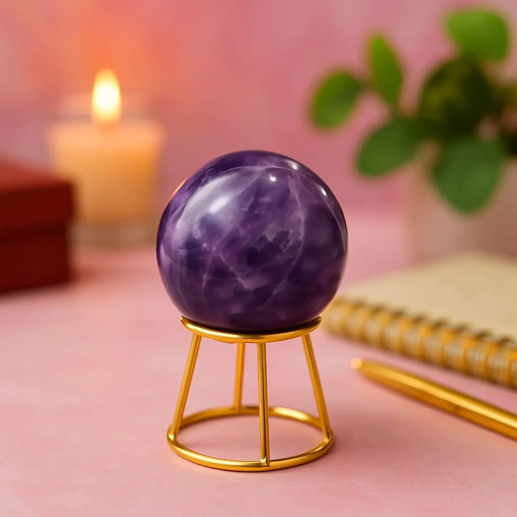 Amethyst Crystal Sphere/Ball with Stand