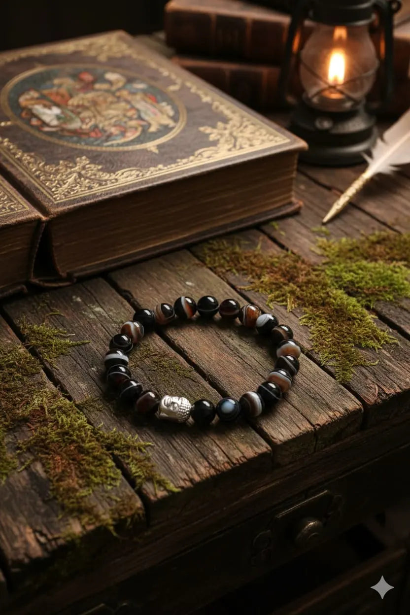 Black Banded Agate Onyx Bracelet (Sulemani)