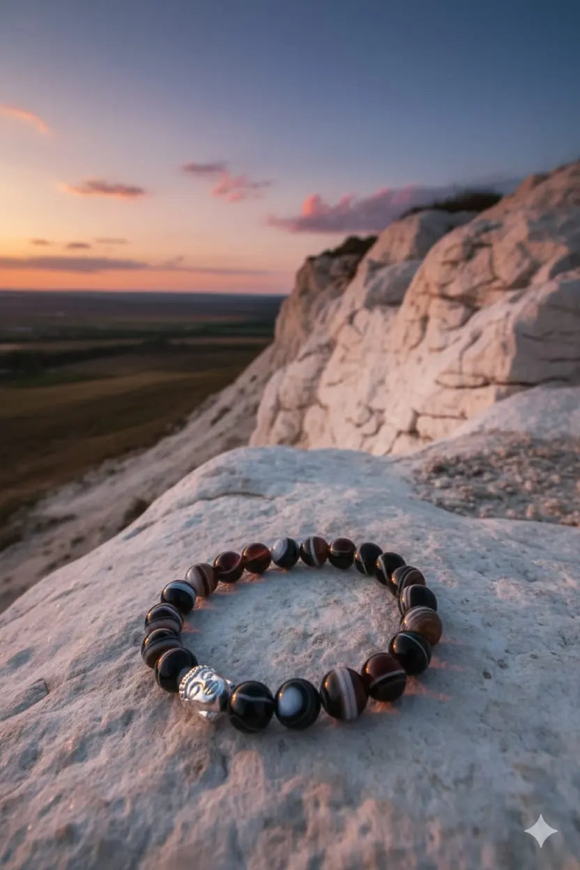Black Banded Agate Onyx Bracelet (Sulemani)