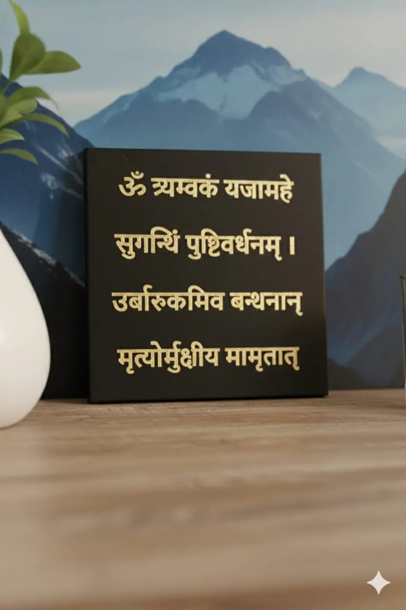 Black Tourmaline Mahamrityunjay Mantra Plate