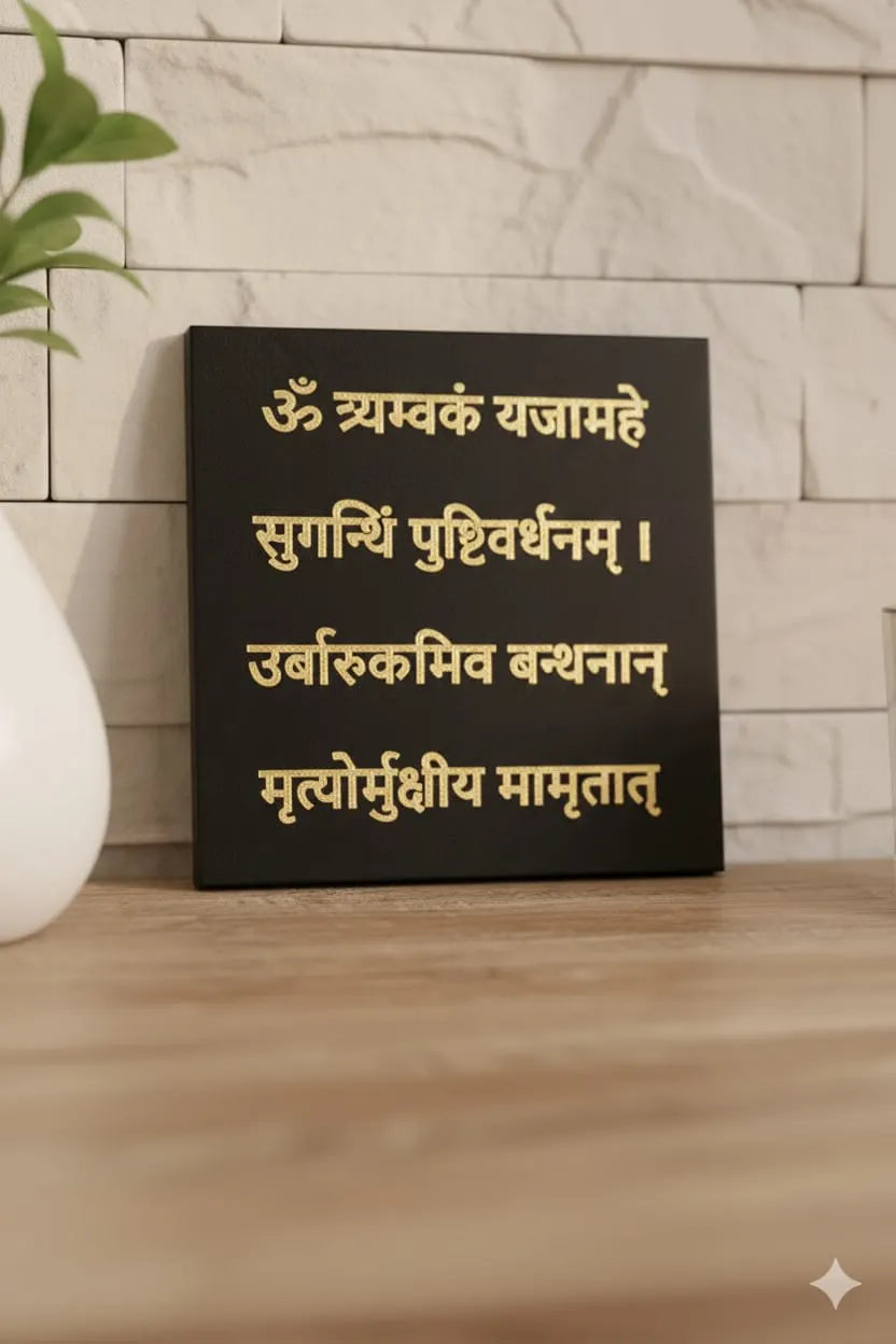 Black Tourmaline Mahamrityunjay Mantra Plate