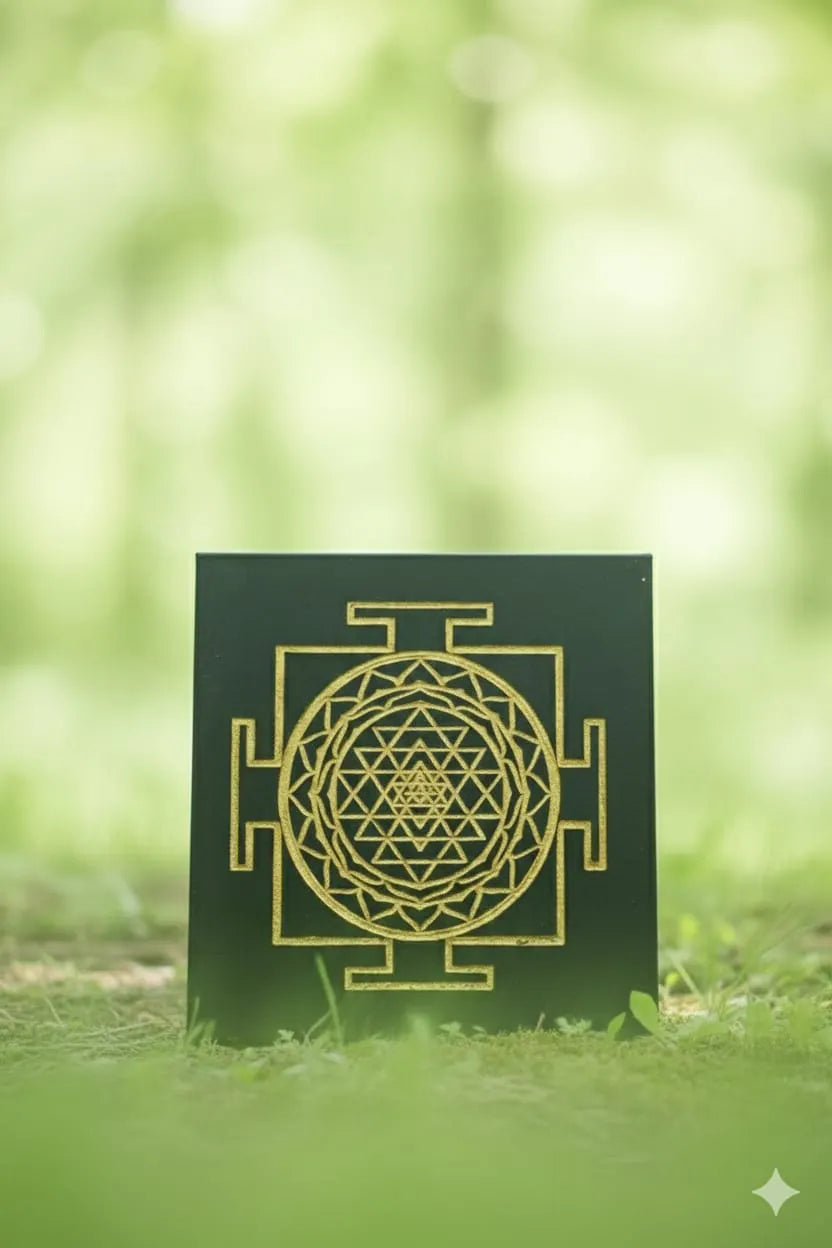 Black Tourmaline Shri Yantra Charging Plate