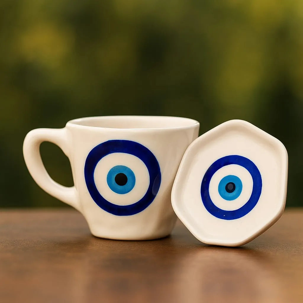 Evil Eye Ceramic Mug + Coaster Set