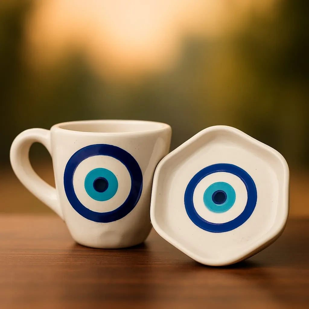Evil Eye Ceramic Mug + Coaster Set