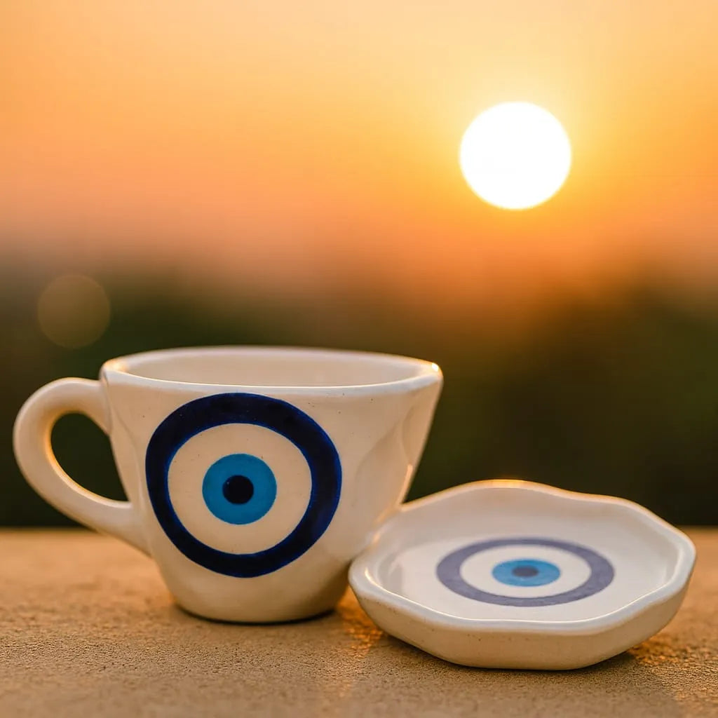 Evil Eye Ceramic Mug + Coaster Set