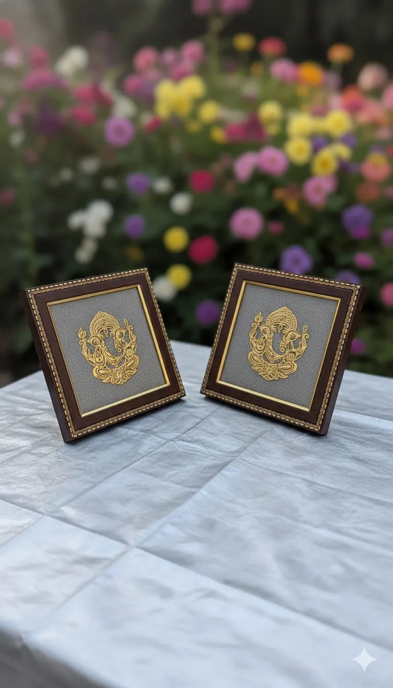 Ganesh Ji Frame with Pyrite