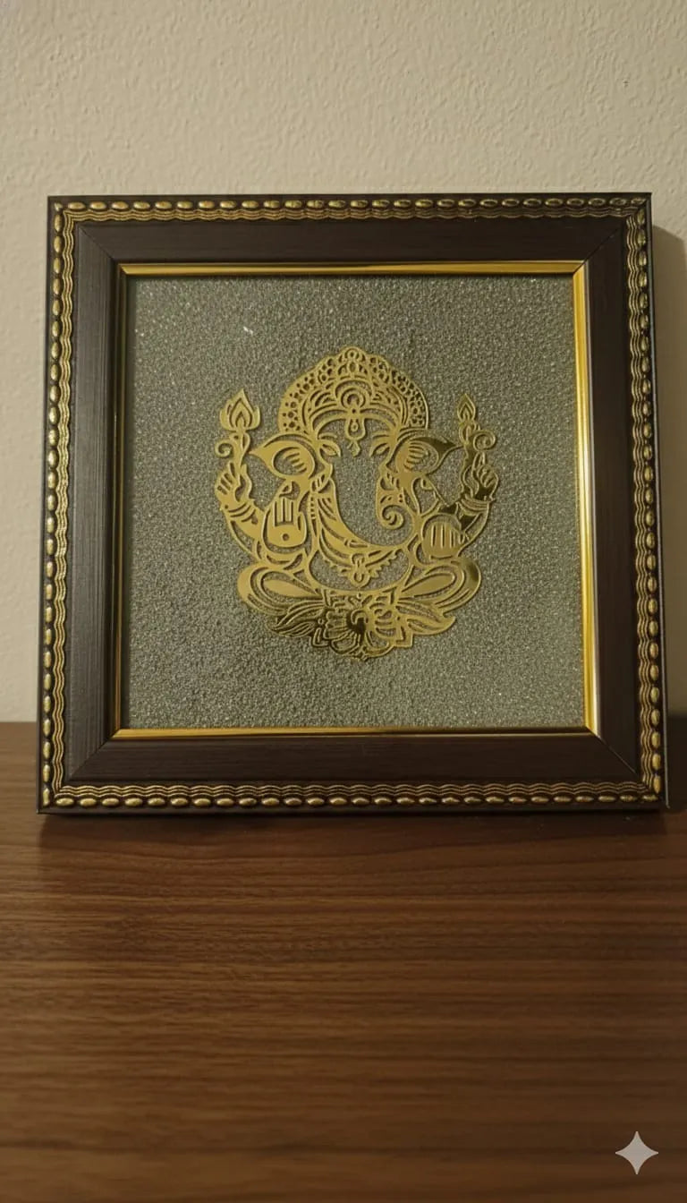 Ganesh Ji Frame with Pyrite