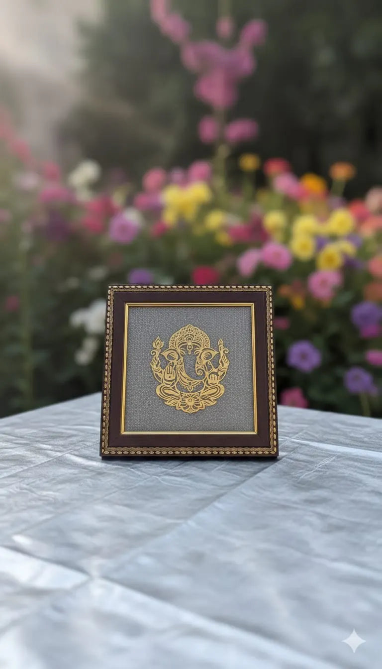 Ganesh Ji Frame with Pyrite