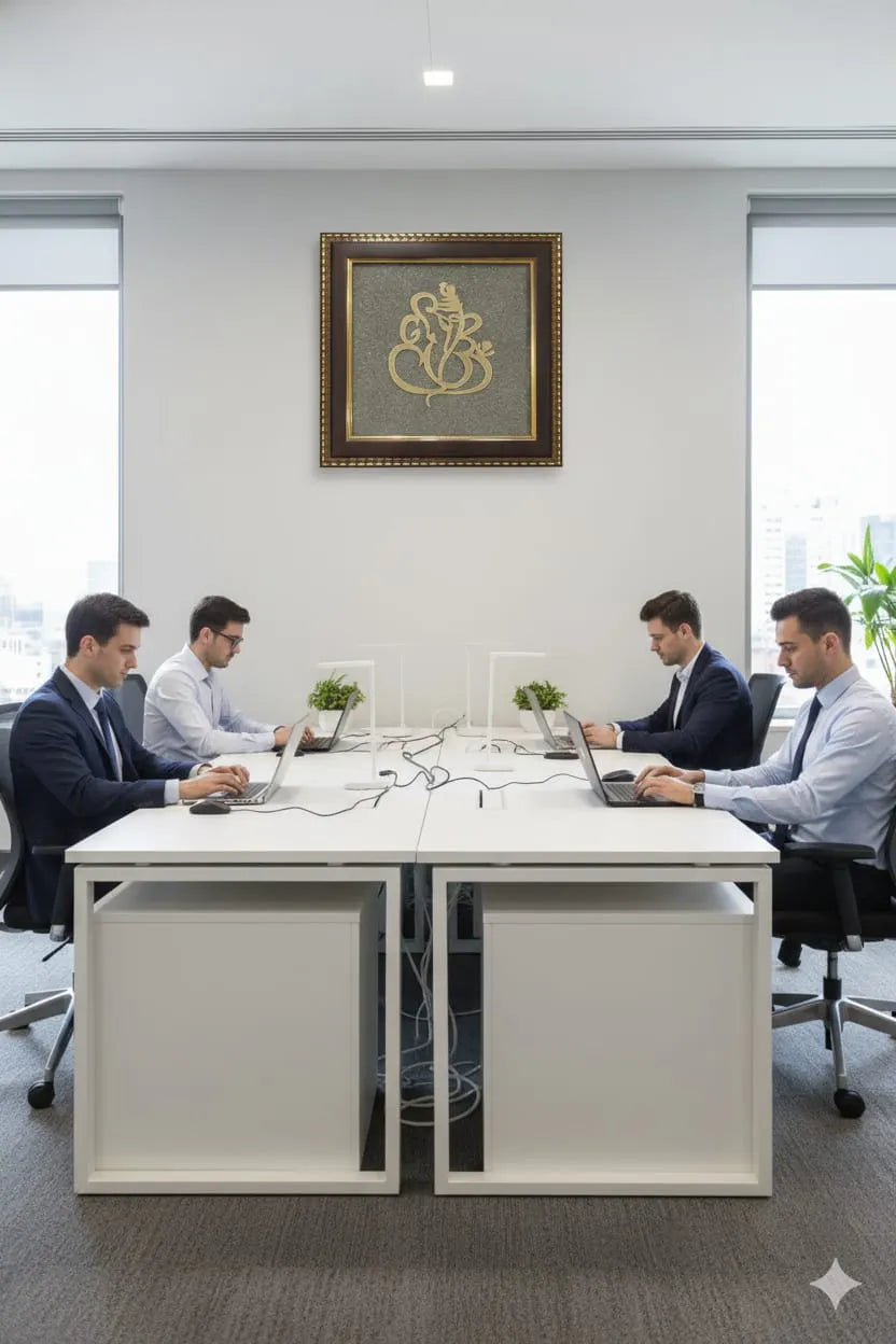 Golden Ganesha Frame With Pyrite