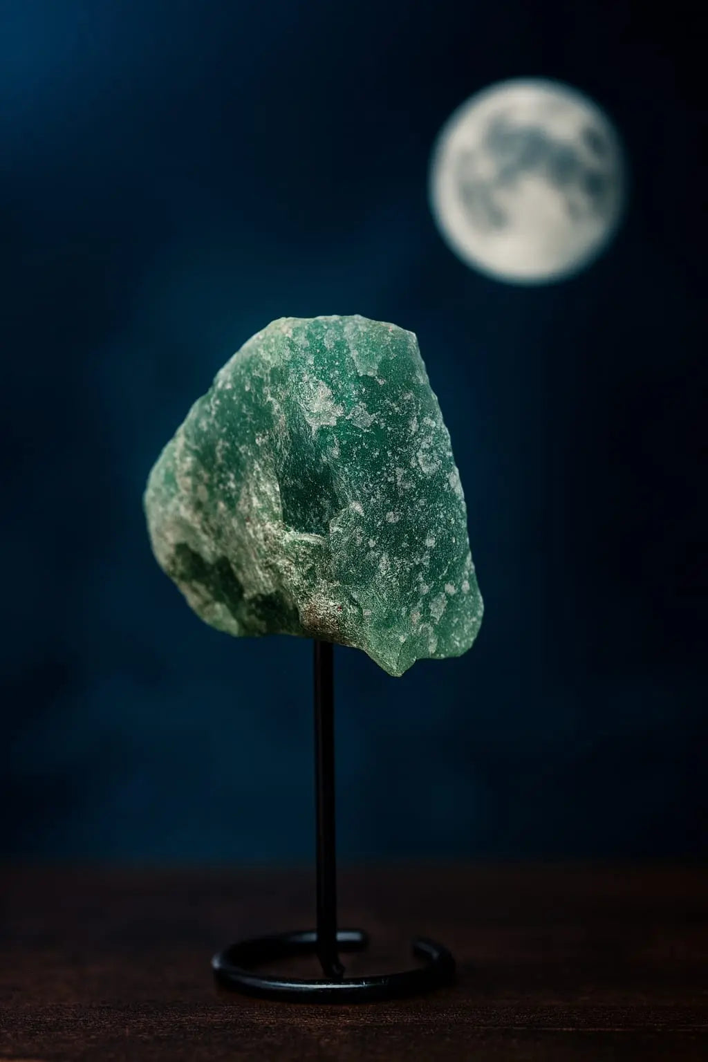 Green Aventurine Raw Stone on Metal Stand