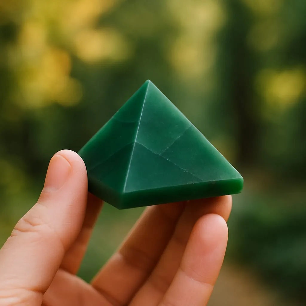 Green Jade Real Stone Pyramid