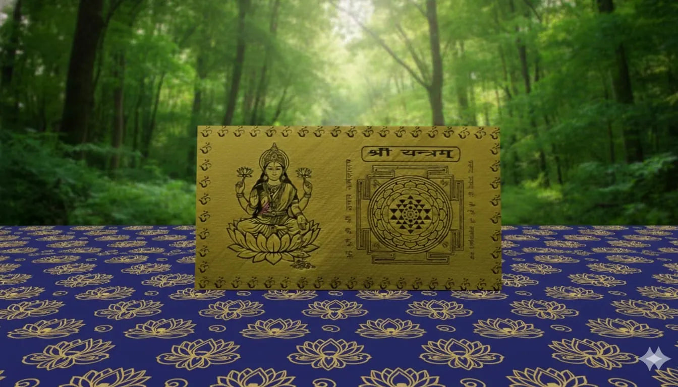 Laxmi Mata + Shri Yantra Brass Plate
