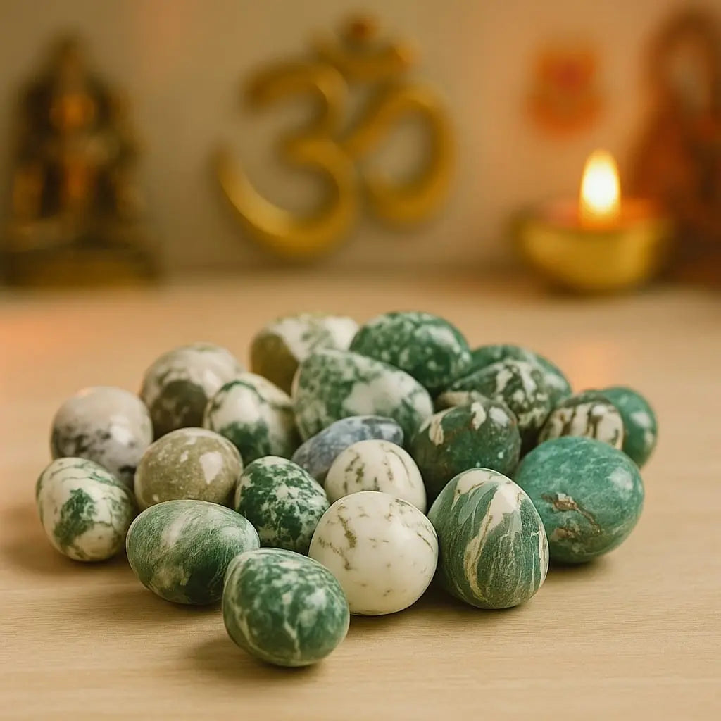 Natural Moss Agate Tumbled Stones