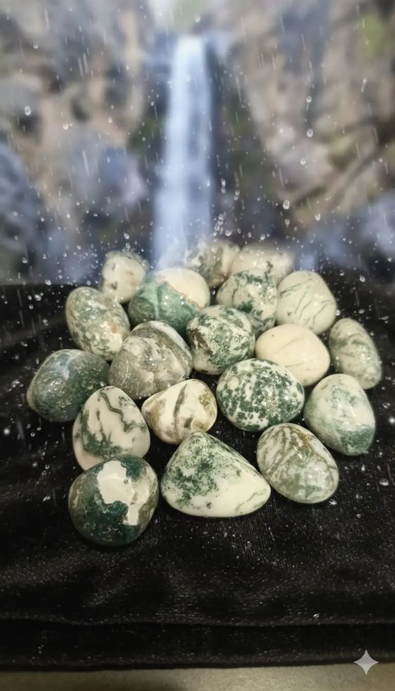 Natural Moss Agate Tumbled Stones