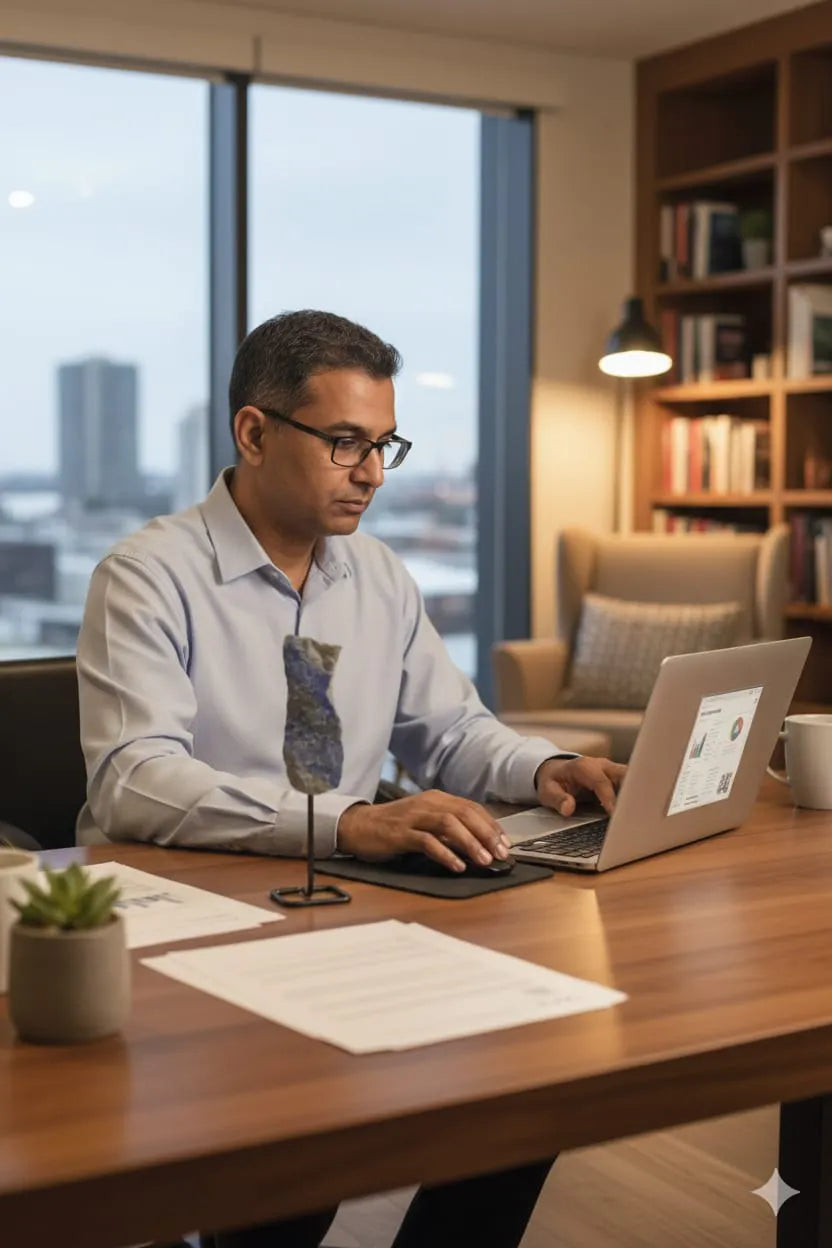 Natural Lapis Lazuli Raw Stone on Metal Stand