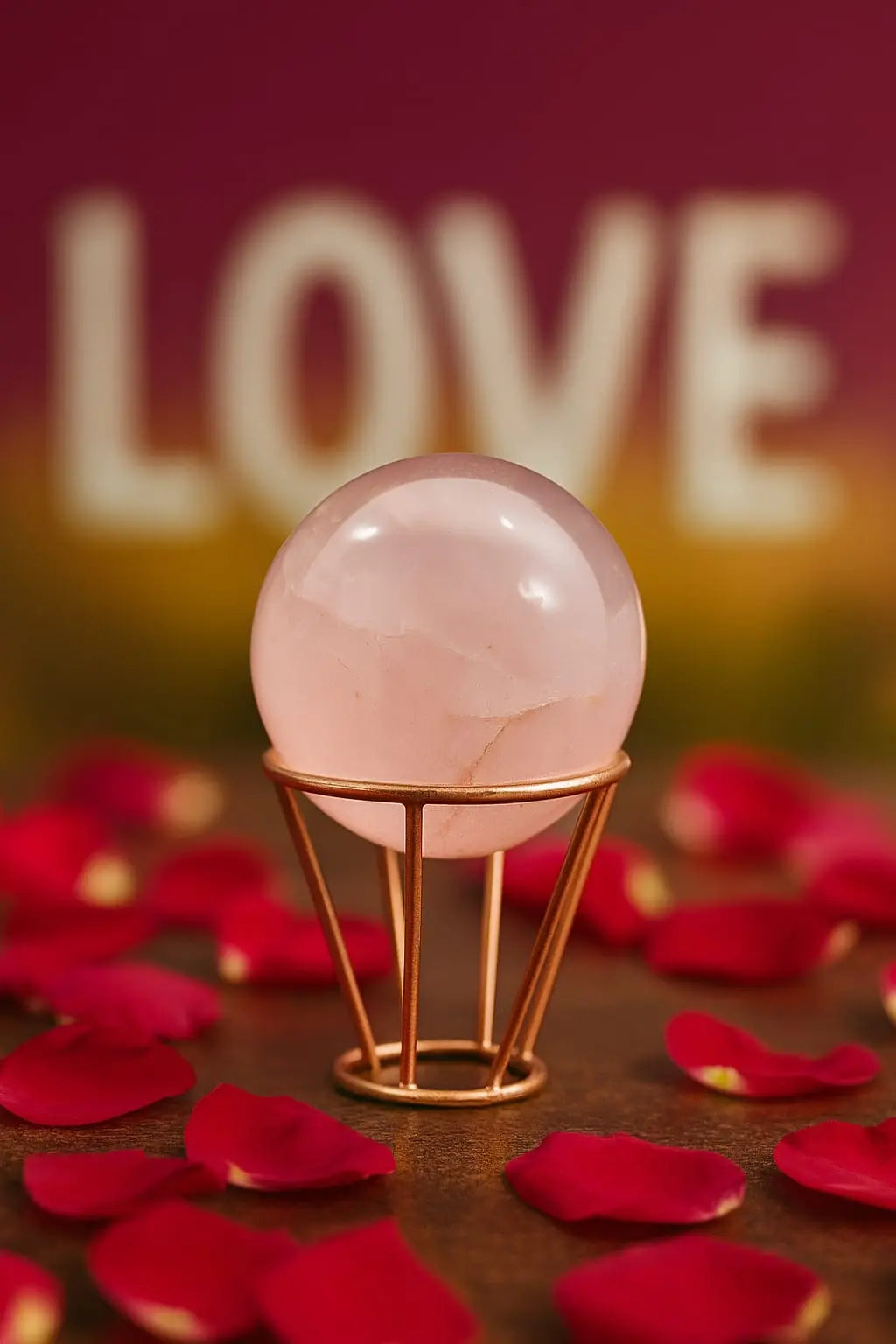 Rose Quartz Healing Sphere/Ball With Stand