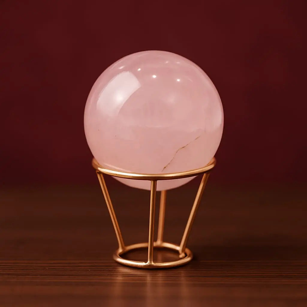 Rose Quartz Healing Sphere/Ball With Stand