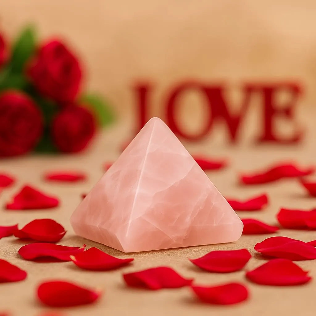 Rose Quartz Real Stone Pyramid