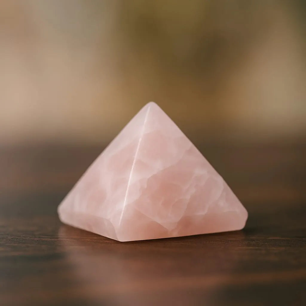 Rose Quartz Real Stone Pyramid