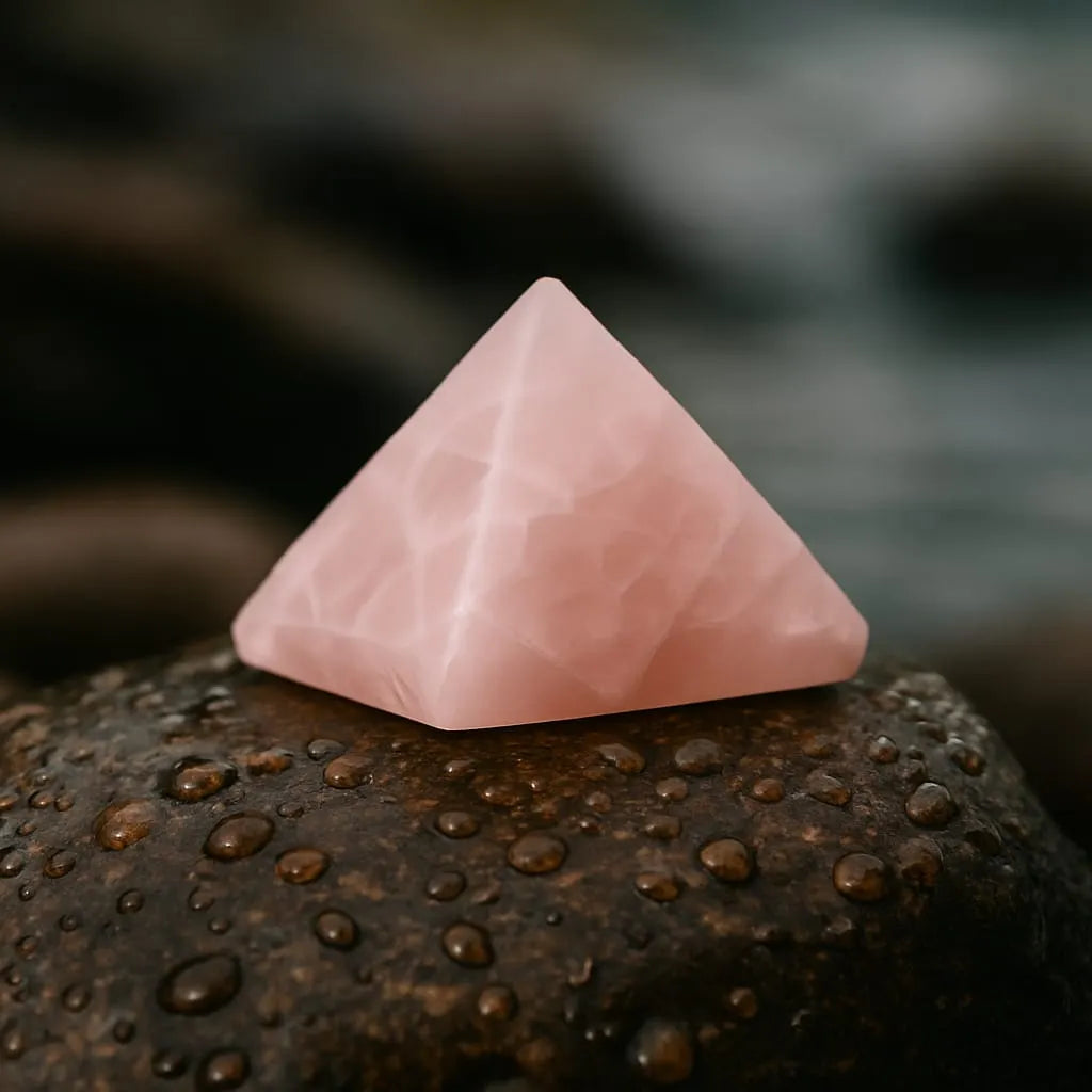 Rose Quartz Real Stone Pyramid