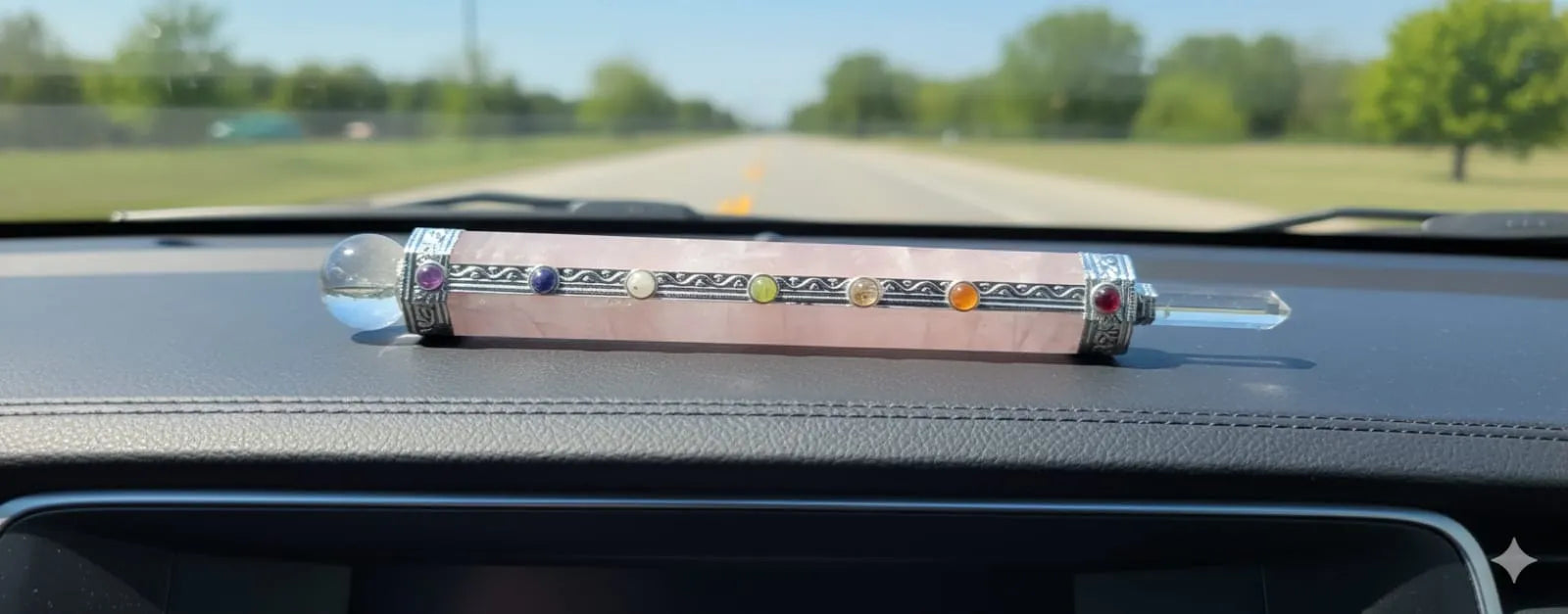 Rose Quartz Reiki Healing Stick With 7 Chakra Stones