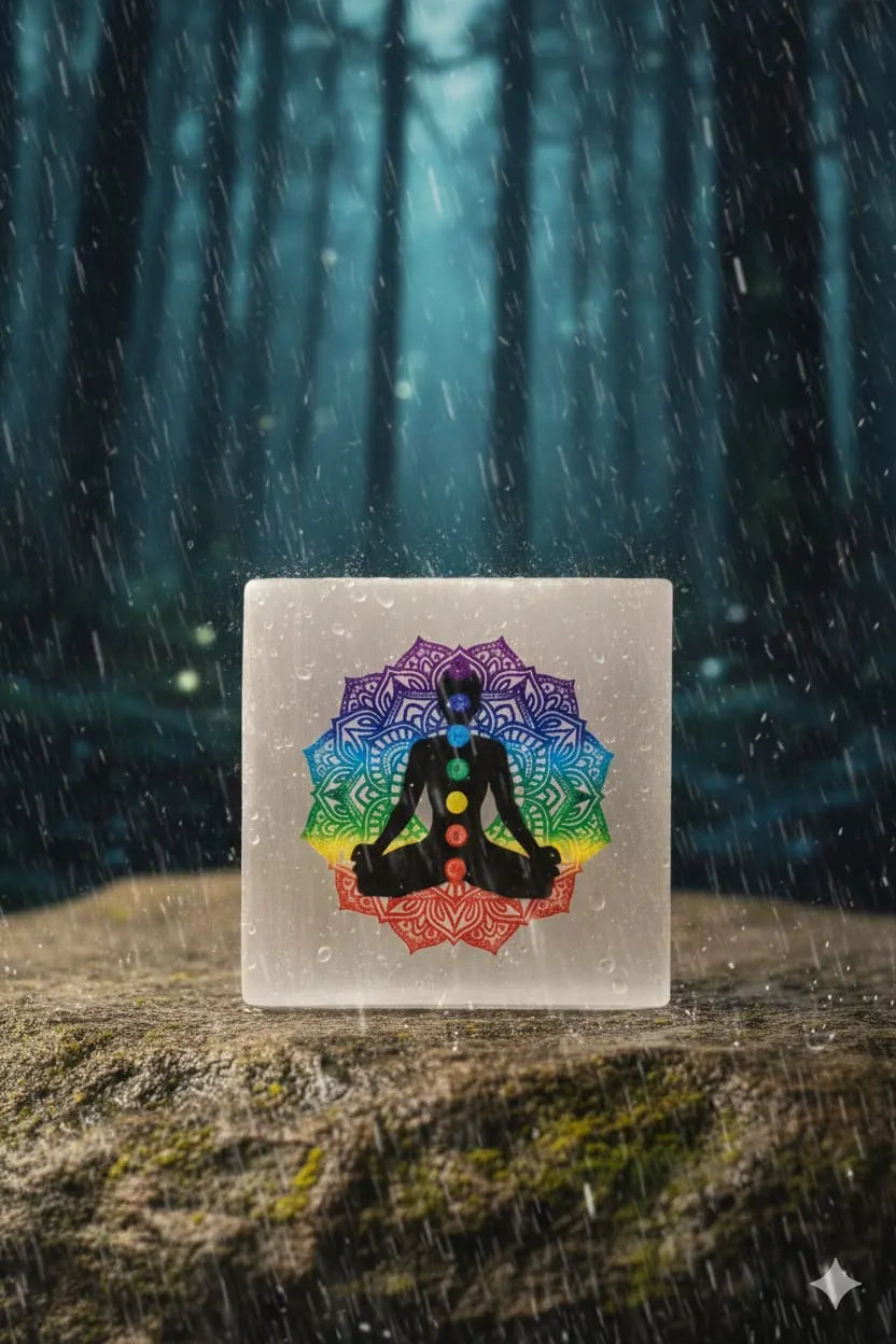 Selenite 7 Chakra Healing Energy Plate