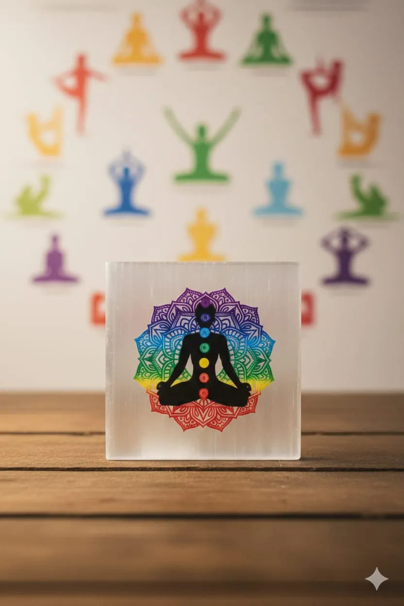 Selenite 7 Chakra Healing Energy Plate