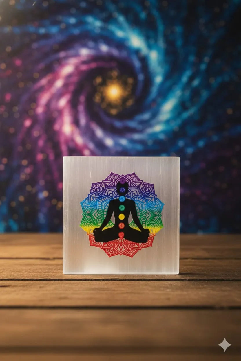 Selenite 7 Chakra Healing Energy Plate
