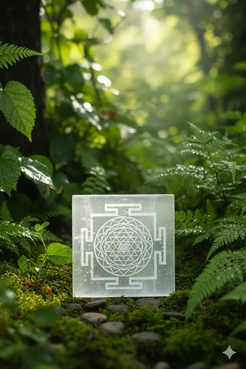 Selenite Charging Plate with Shri Yantra