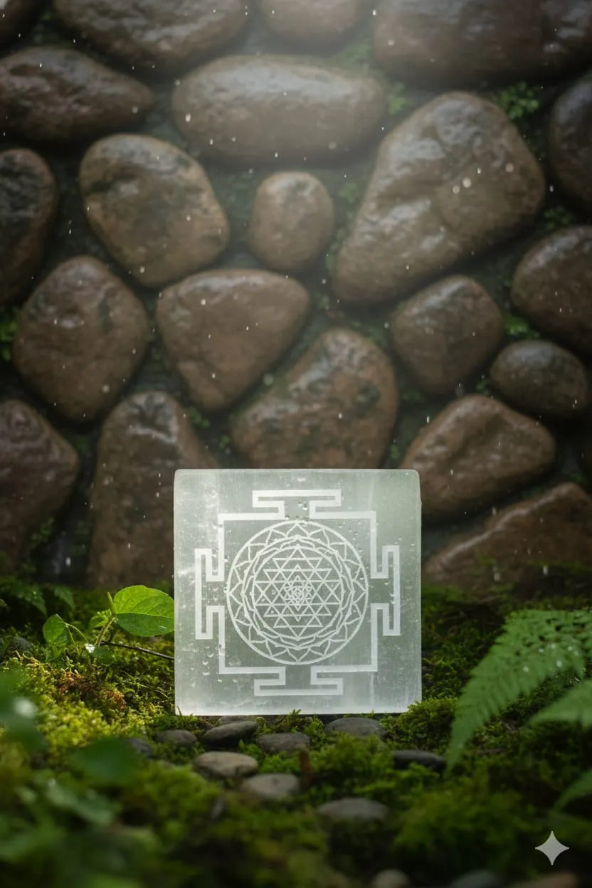 Selenite Charging Plate with Shri Yantra