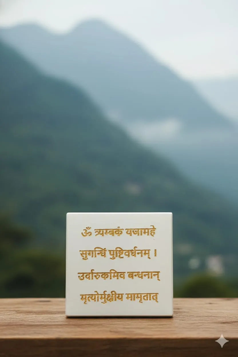 Selenite Mahamrityunjay Mantra Plate