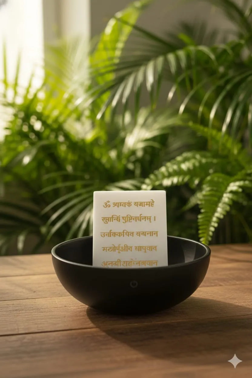 Selenite Mahamrityunjay Mantra Plate