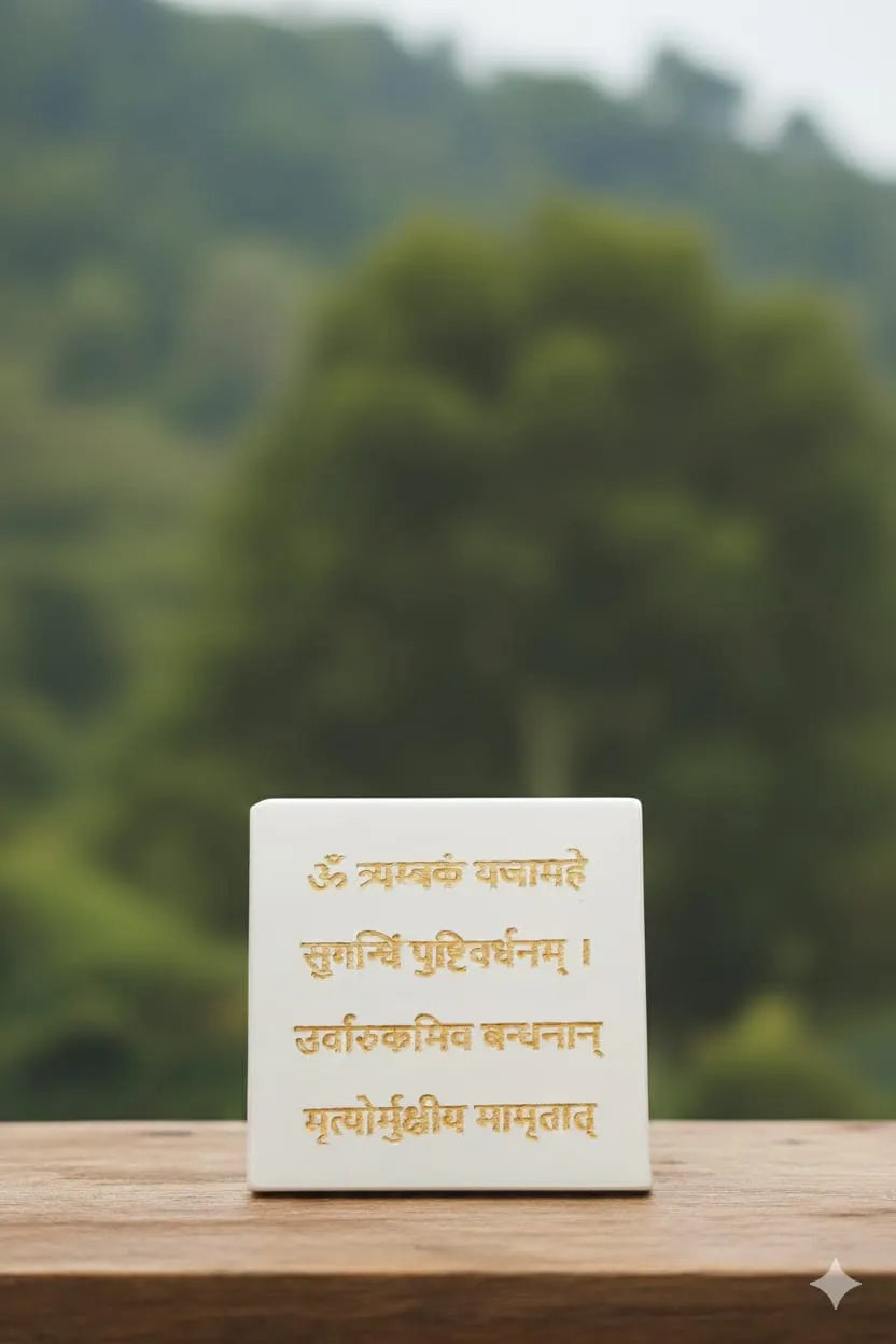 Selenite Mahamrityunjay Mantra Plate