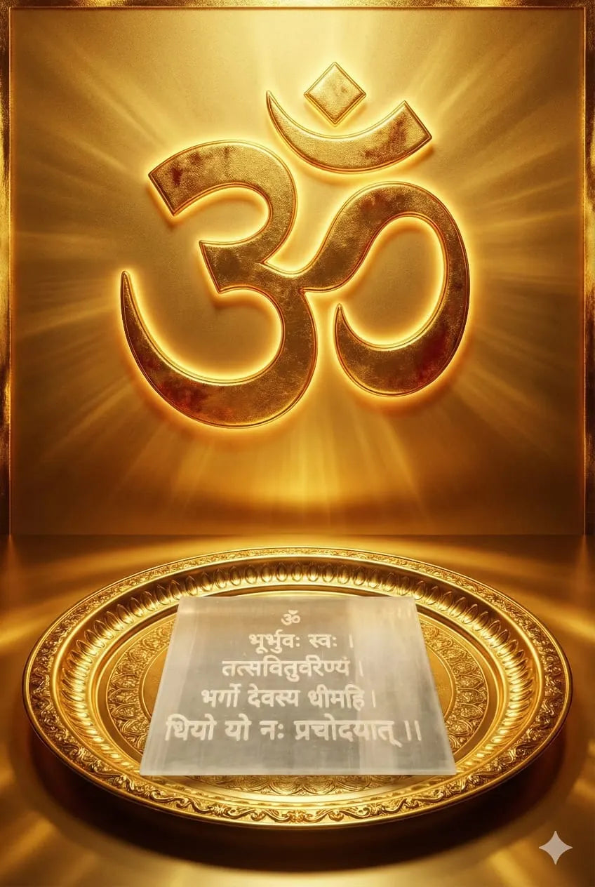 Selenite Gaytri Mantra Charging Plate