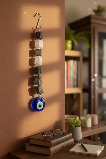 Selenite & Black Tourmaline Evil Eye Hanging