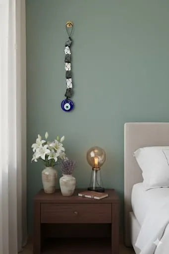 Selenite & Black Tourmaline Evil Eye Hanging