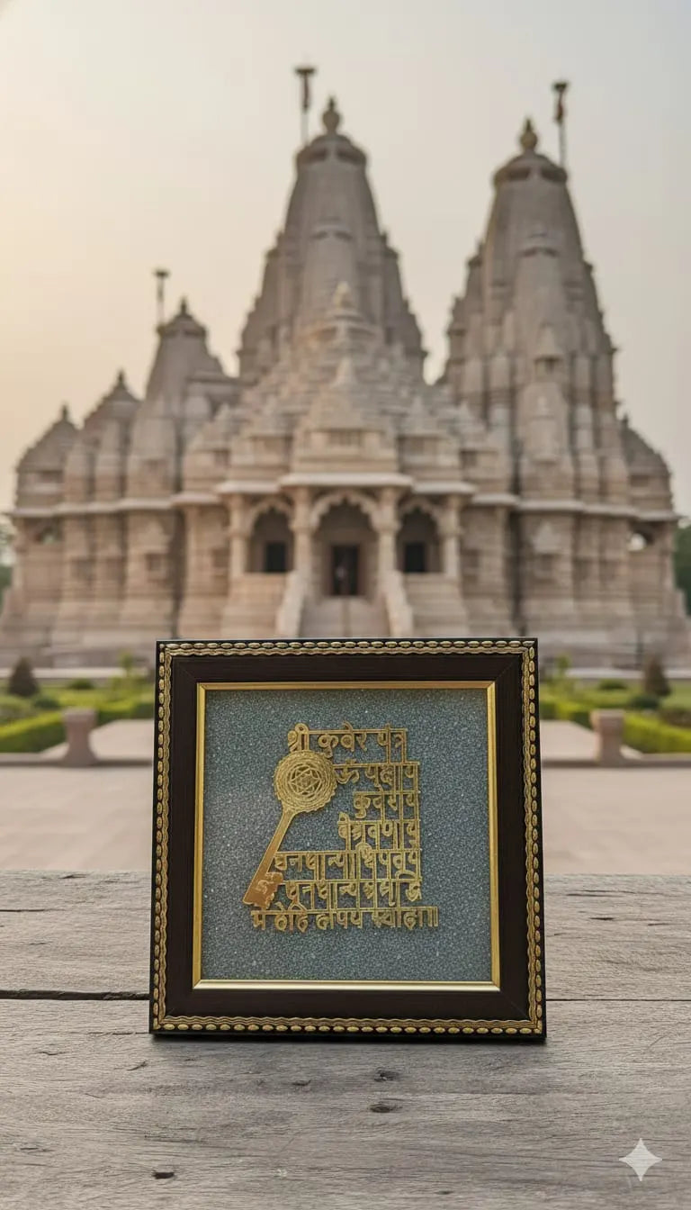 Shri Kuber Mantra Frame with Pyrite