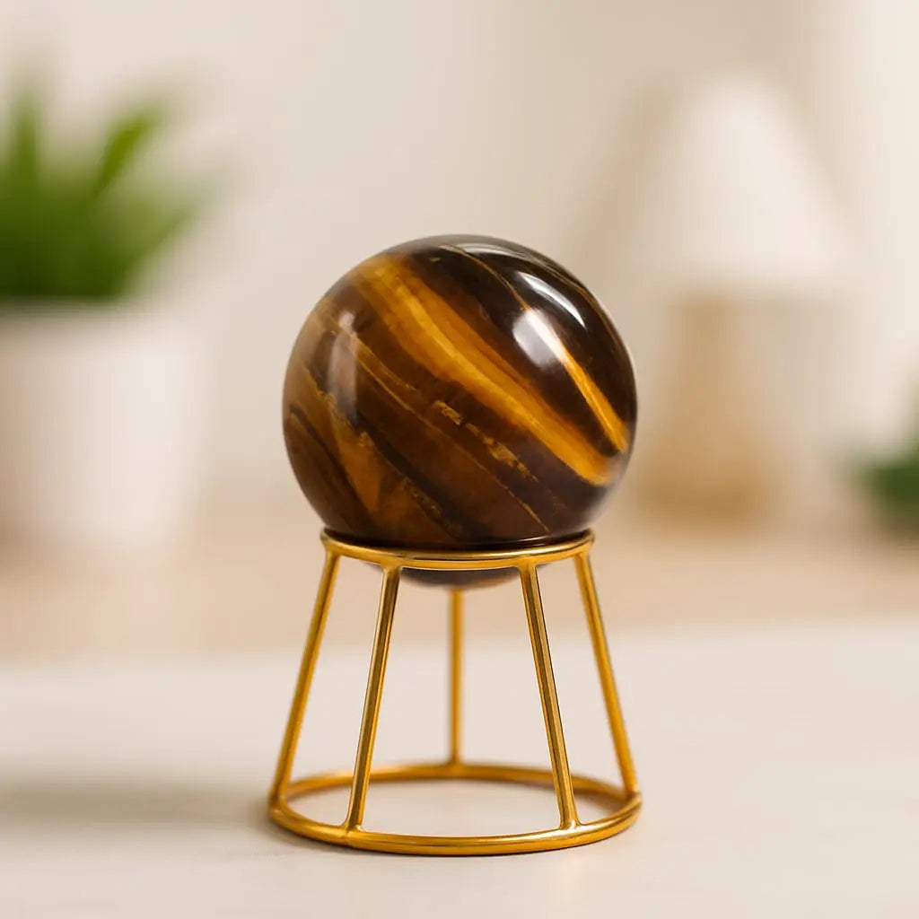 Tiger Eye Crystal Sphere/Ball With Stand