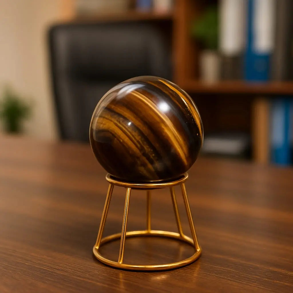 Tiger Eye Crystal Sphere/Ball With Stand