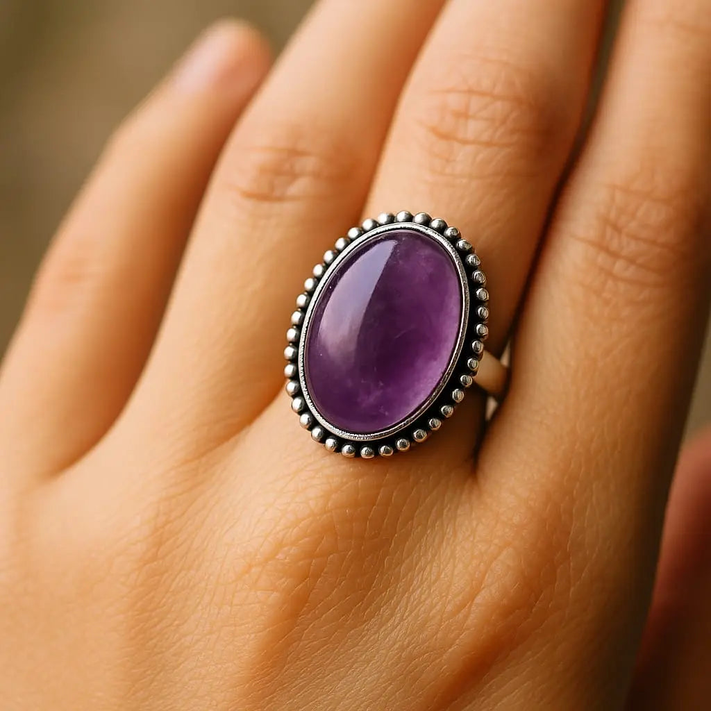 Natural Amethyst Healing Ring