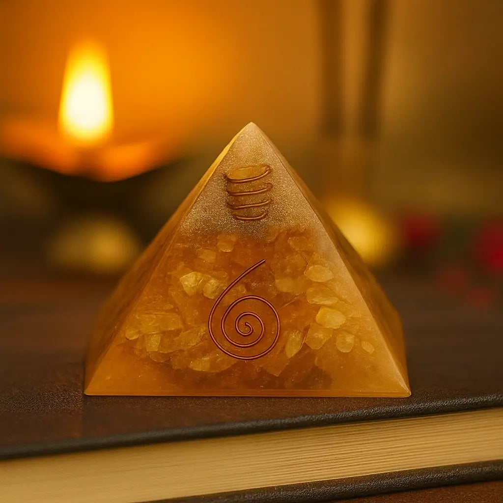 Citrine Wealth & Prosperity Orgonite Pyramid