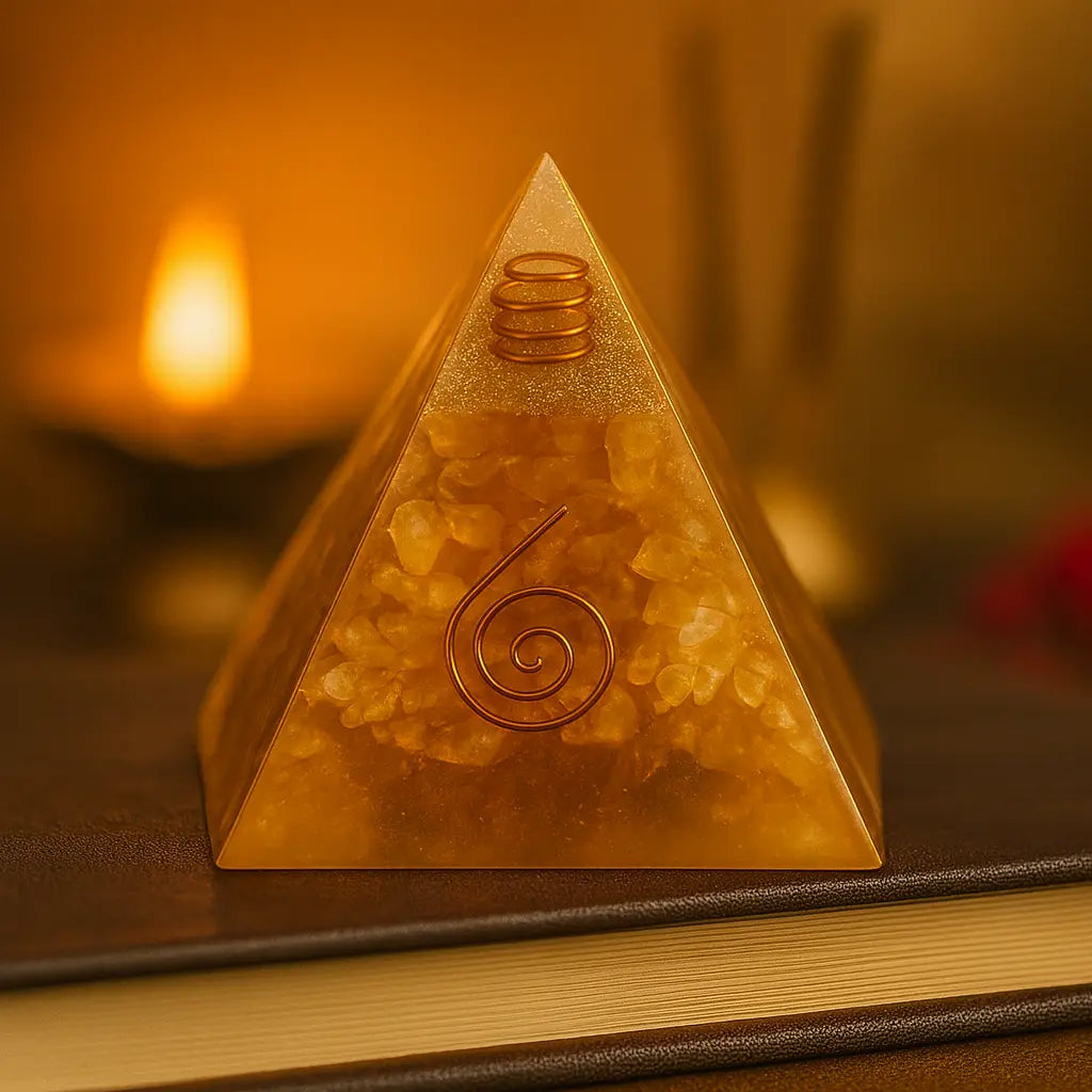 Citrine Wealth & Prosperity Orgonite Pyramid