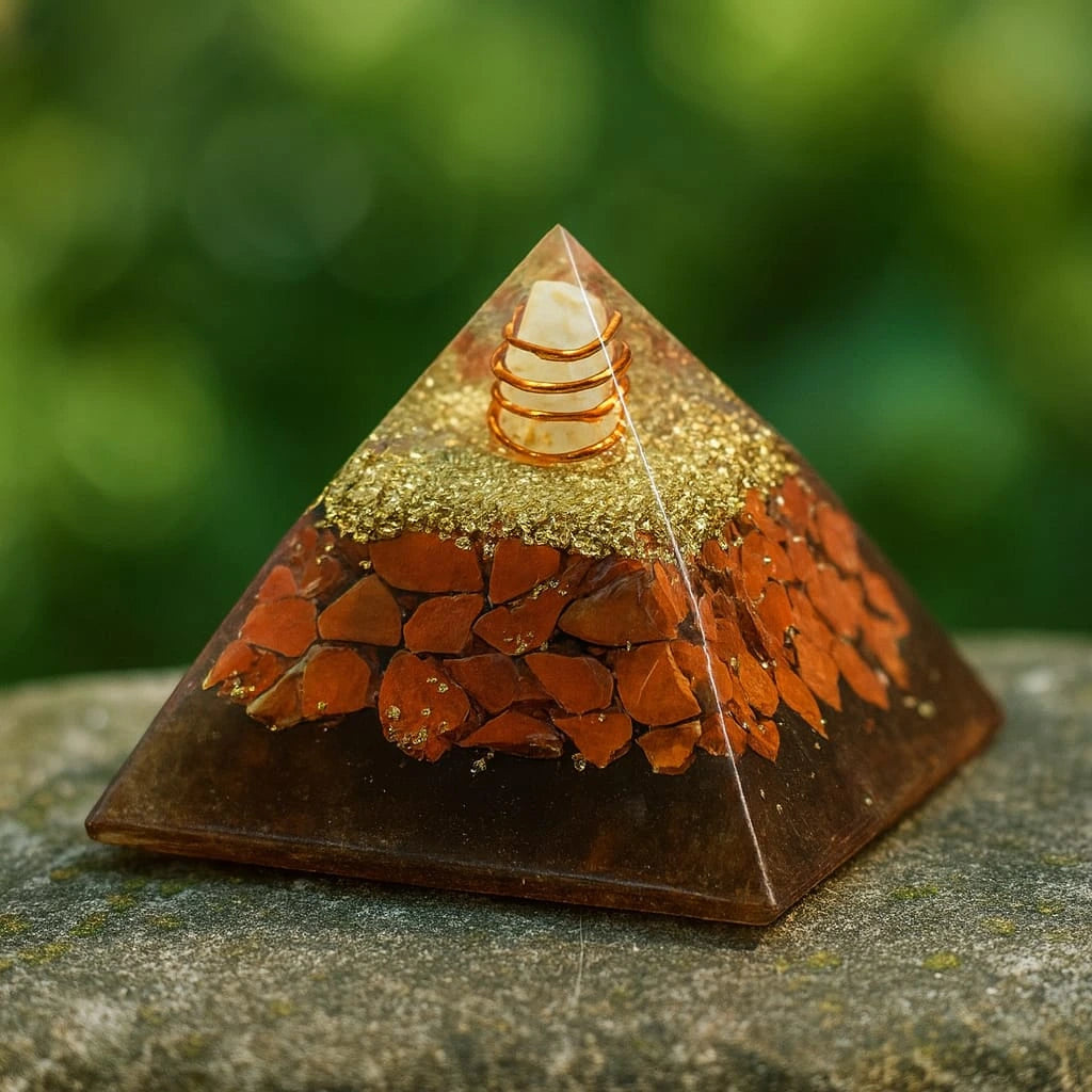 Red Jasper Stability Orgonite Pyramid